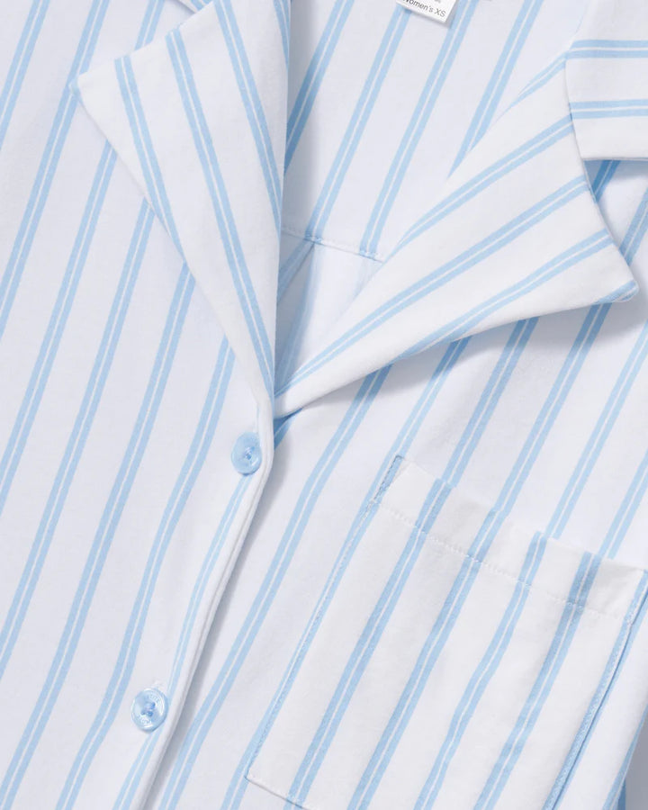 The Olivia Wide Leg Pajama Set Periwinkle Stripe