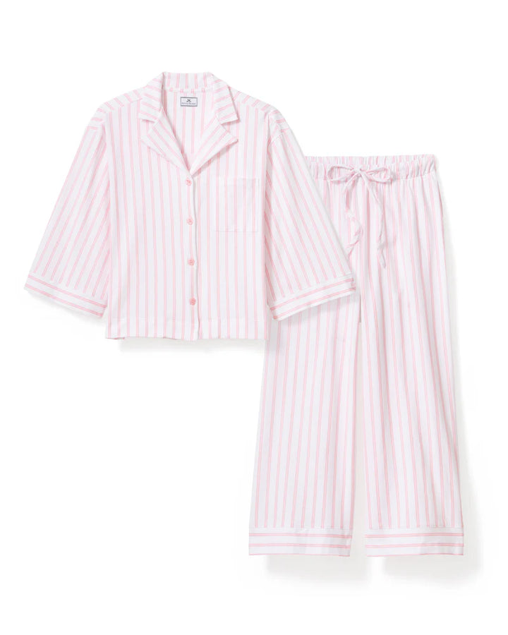 The Olivia Wide Leg Pajama Set Pink Stripe