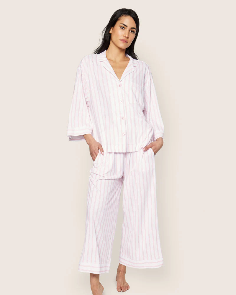 The Olivia Wide Leg Pajama Set Pink Stripe