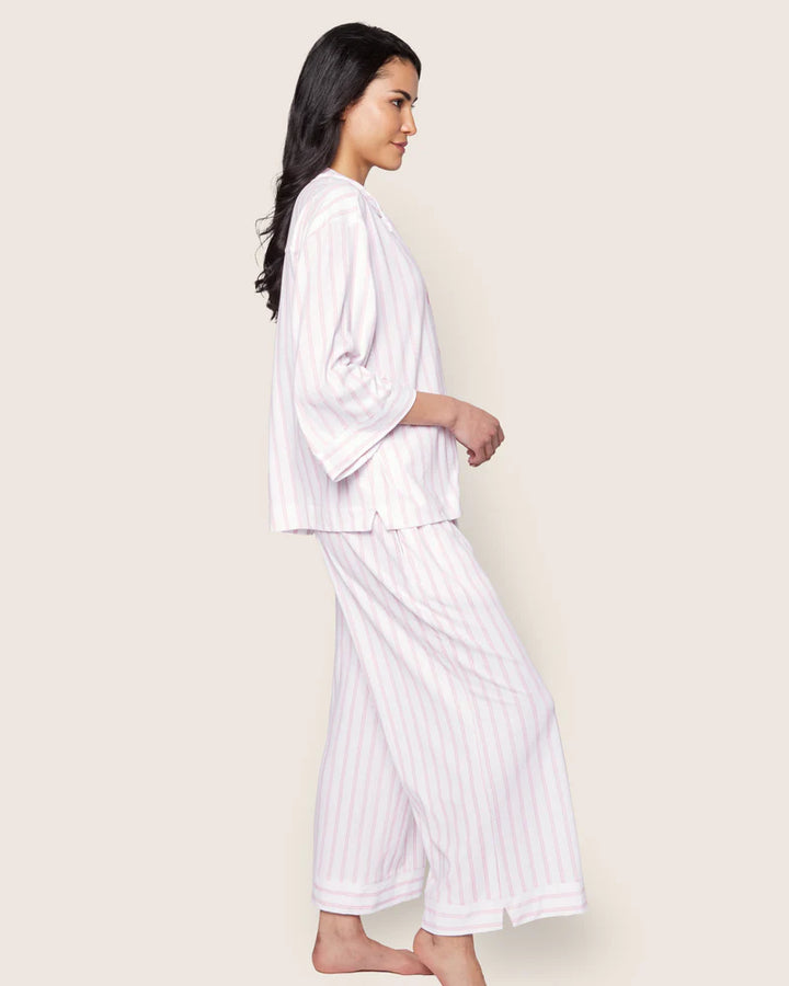 The Olivia Wide Leg Pajama Set Pink Stripe