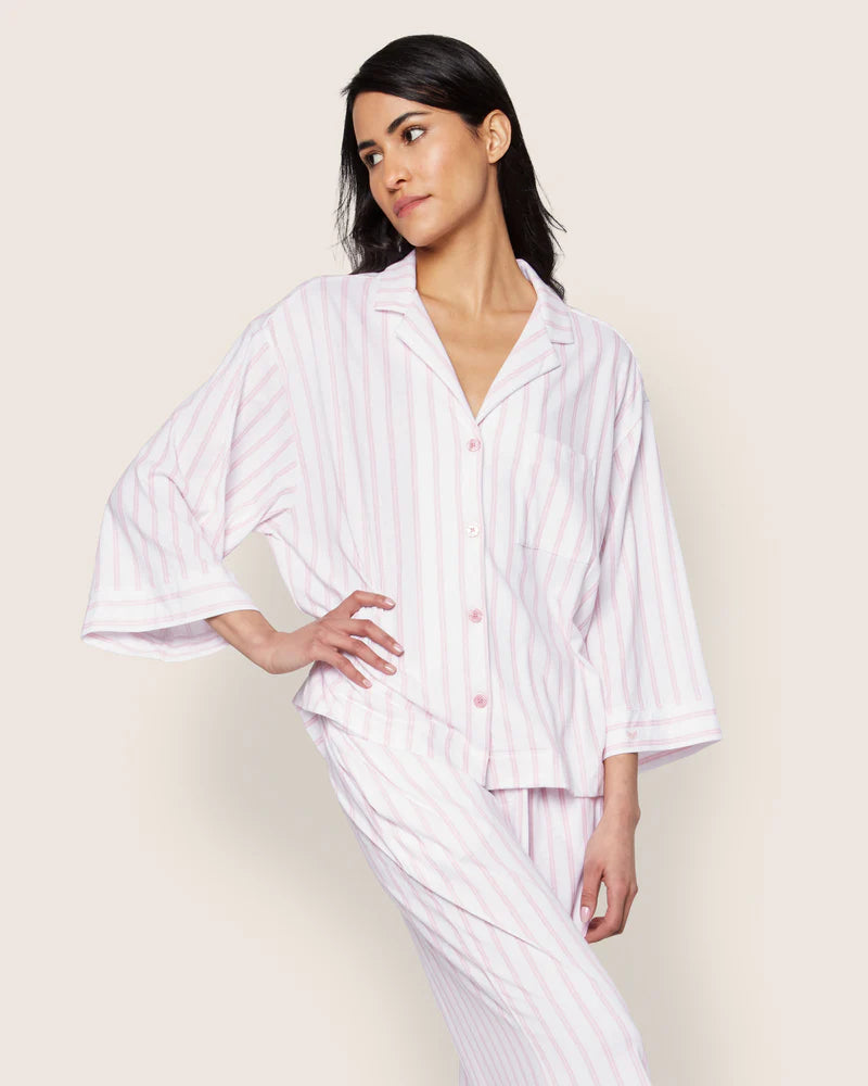 The Olivia Wide Leg Pajama Set Pink Stripe