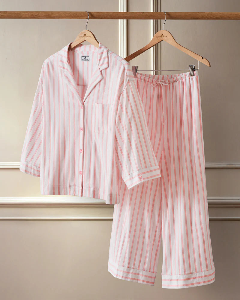 The Olivia Wide Leg Pajama Set Pink Stripe