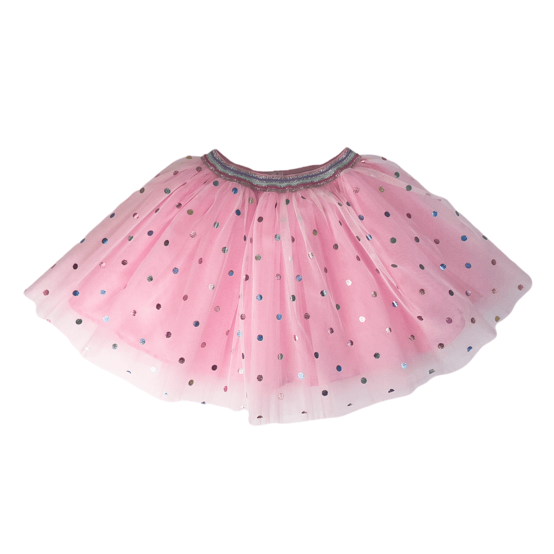 Pink Tutu with Rainbow Dots