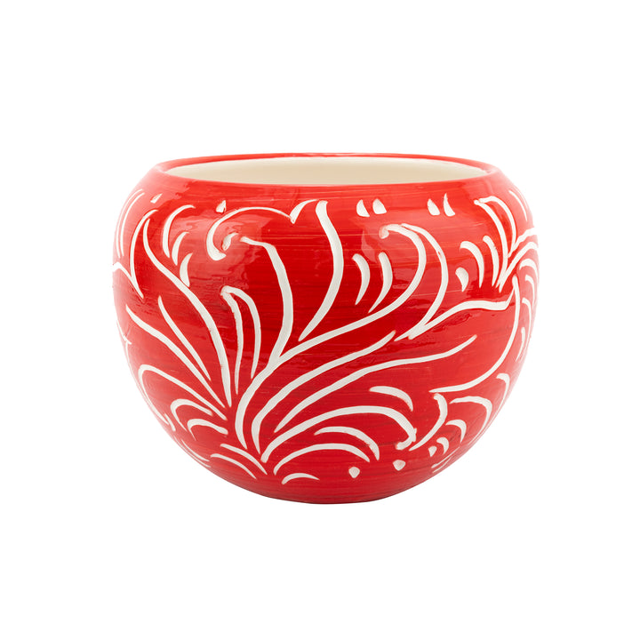 Rustic Garden Red Scroll Medium Planter