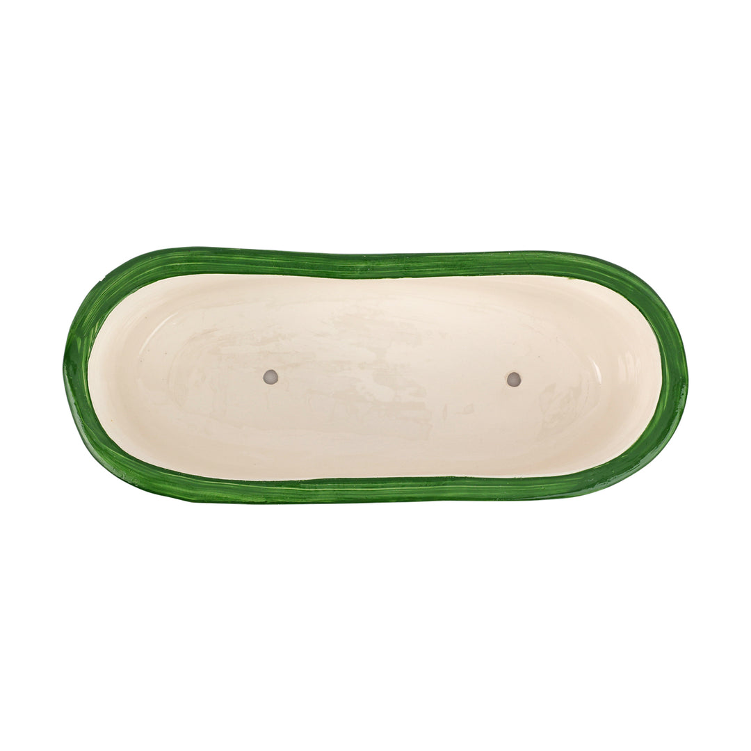 Rustic Garden Dark Green Scroll Oval Planter