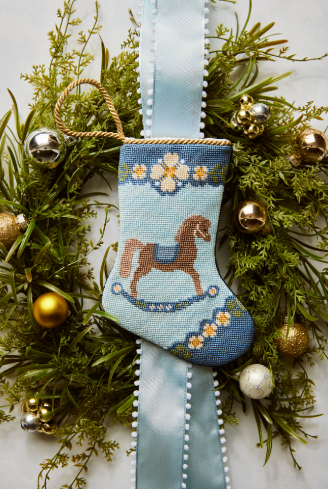 Rocking Horse in Blue Bauble Stockings