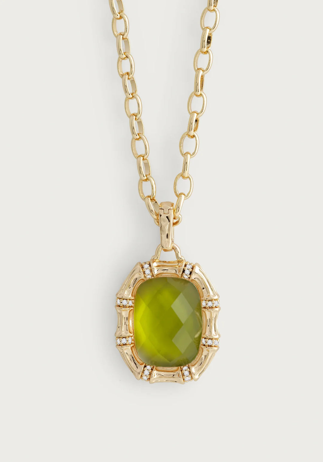 Bamboo with Stone Pendant Necklace-Gemstones
