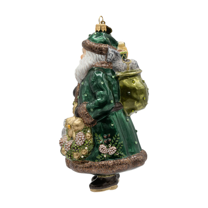 Emerald Woodland Santa Ornament