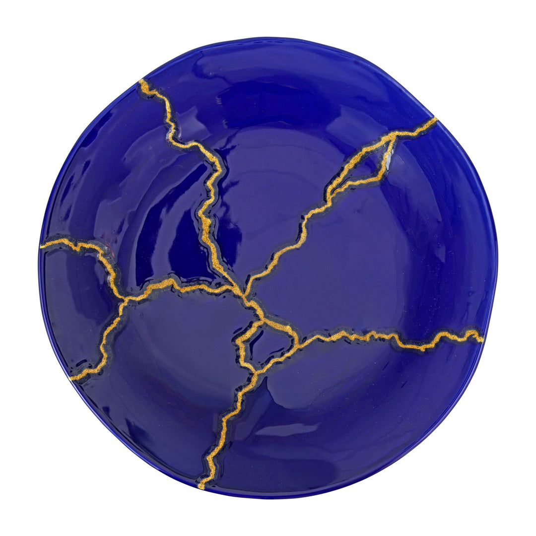 Storia Blue and Gold Round Platter