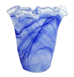 Onda Glass Cobalt Ruffled Vase