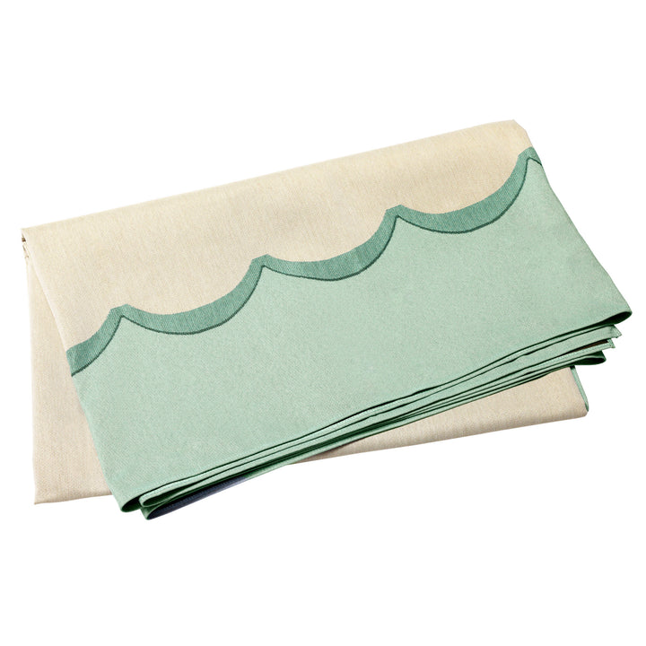 Tavola Aqua Scalloped Tablecloth