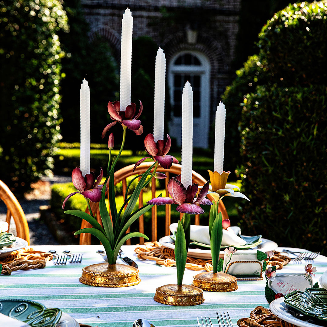 Meadow Walk Iris 9" Candlestick - Pink