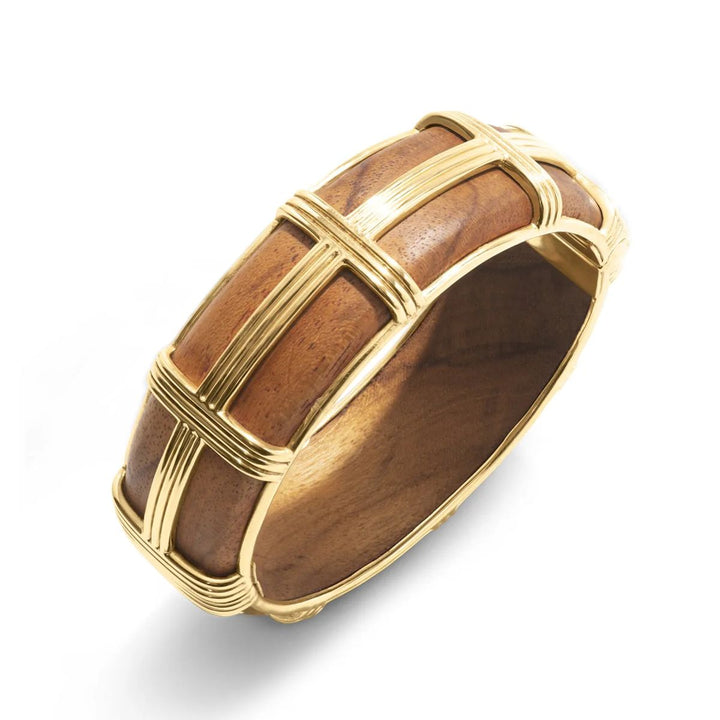 Gaia Hinged Bangle -Teak