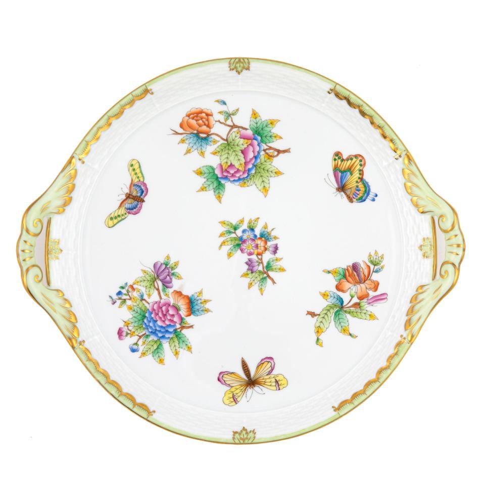 Queen Victoria Green Round Tray With Handles
