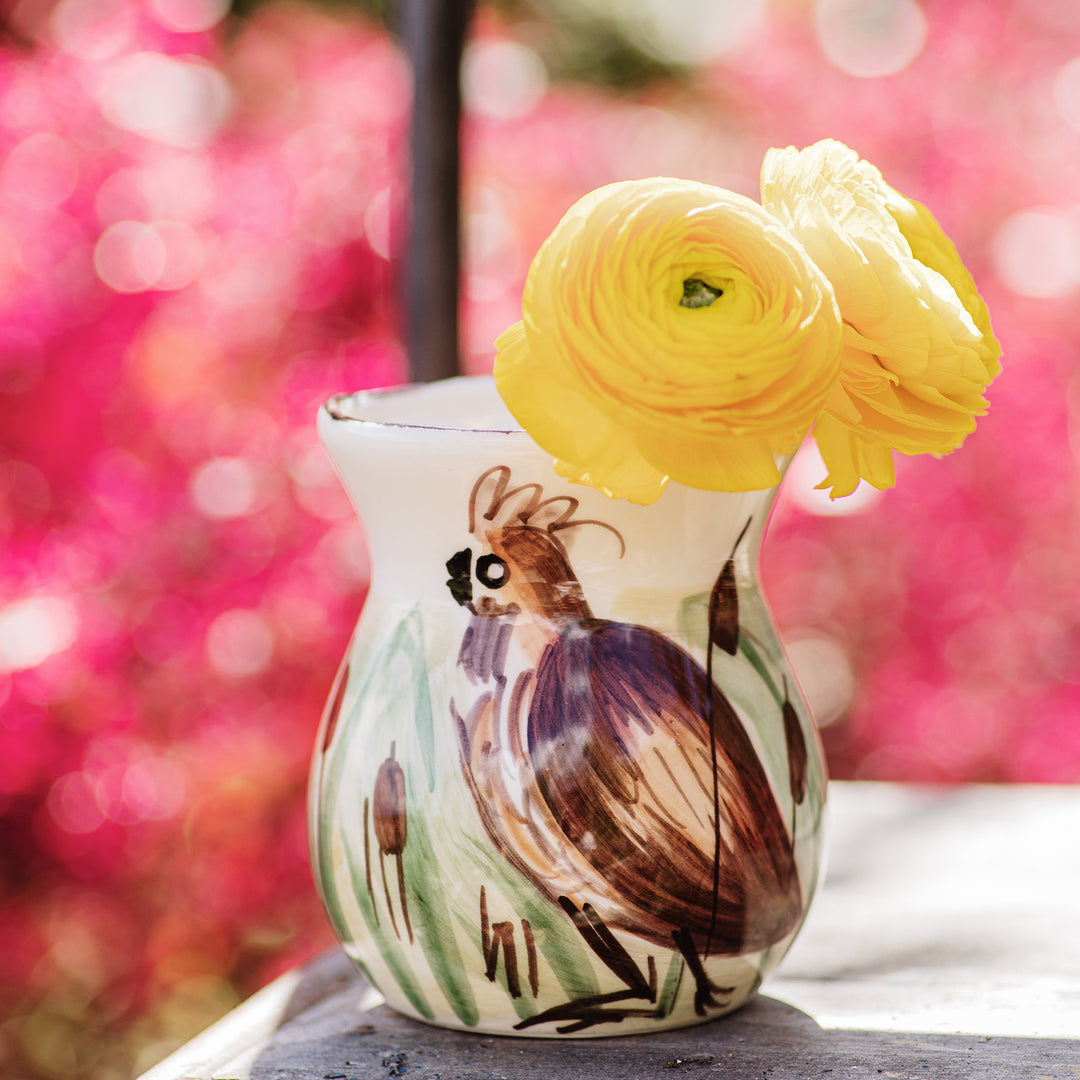 Wildlife Quail Bud Vase