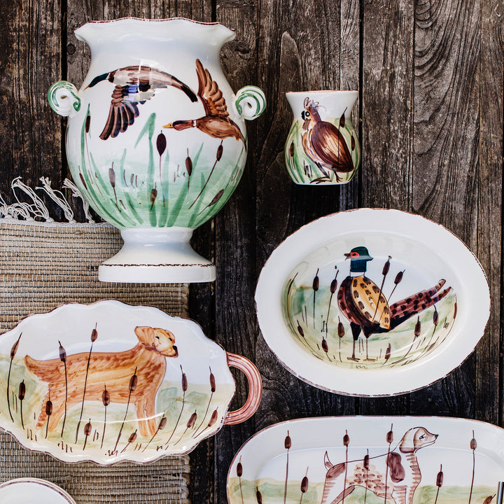 Wildlife Pheasant Small Rimmed Oval Bowl