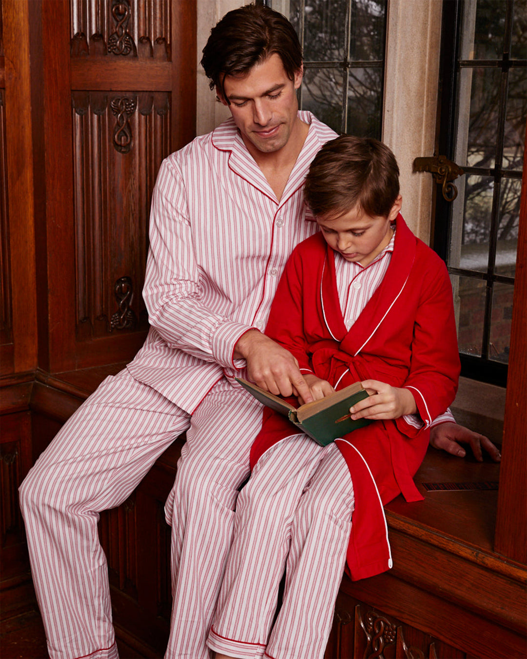 Kid's Antique Red Ticking Pajama Set
