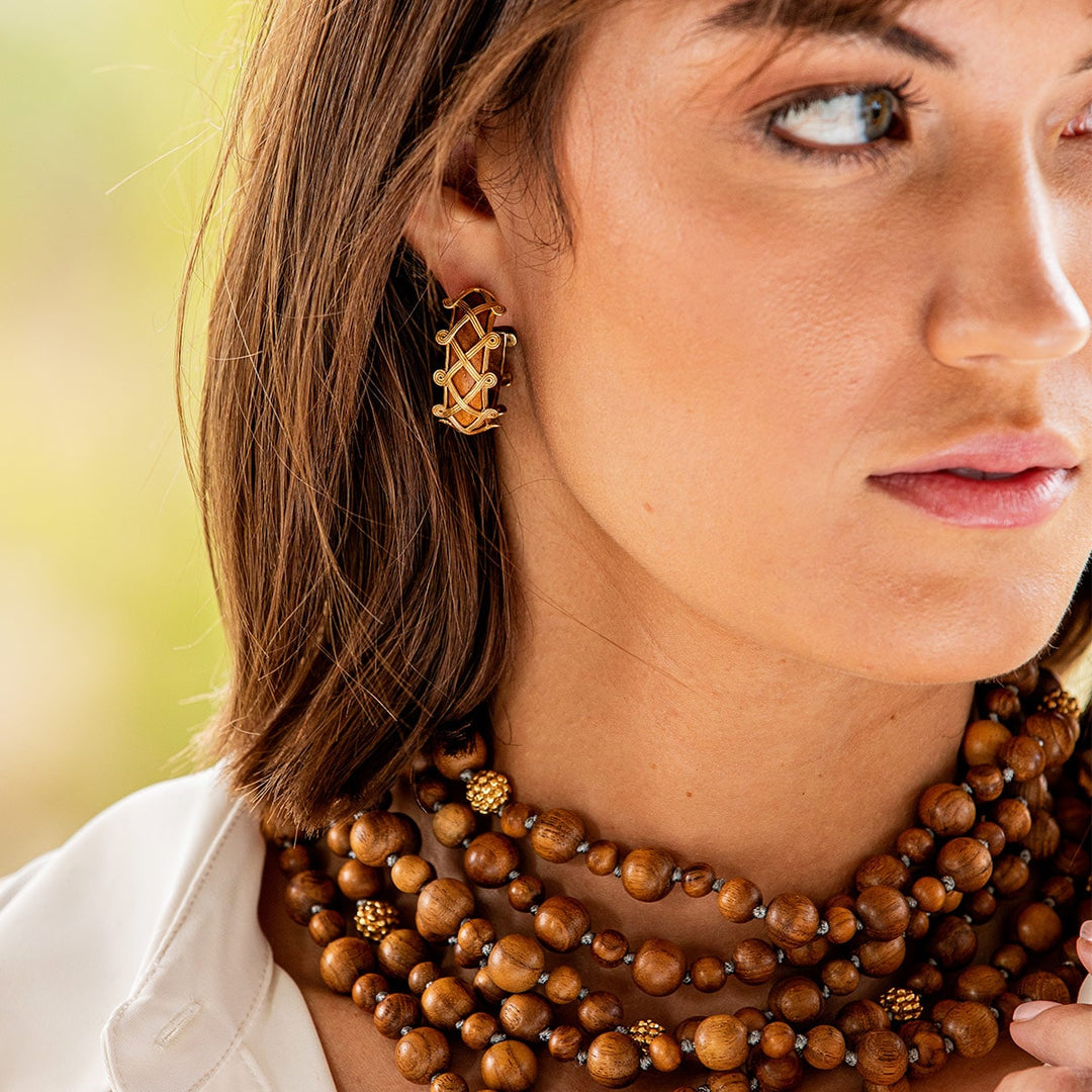 Earth Goddess Hoop Earrings- Teak