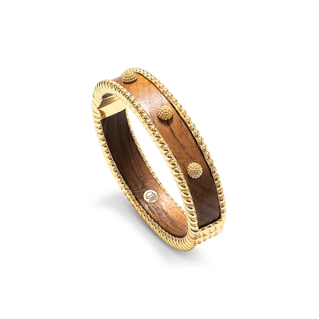 Berry Small Hinged Bangle - Teak