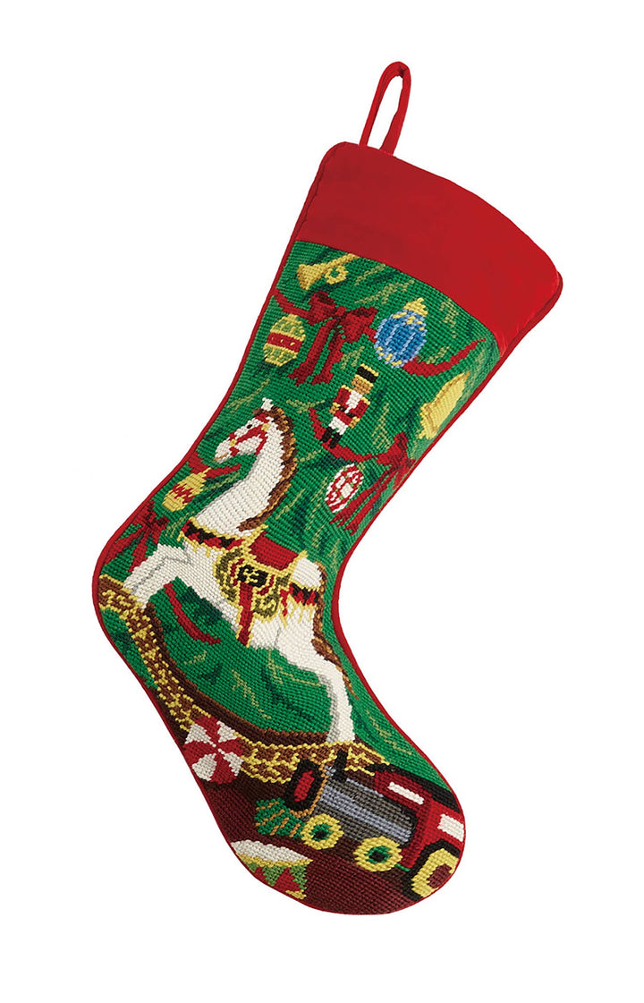 Christmas Rocking House Needlepoint Stocking