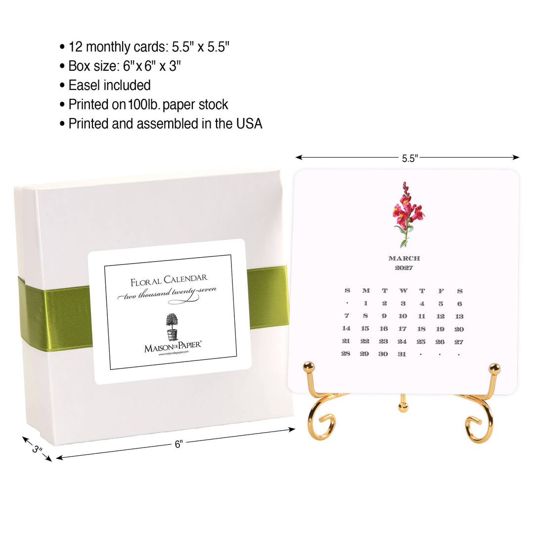 2027 Floral Calendar with Easel