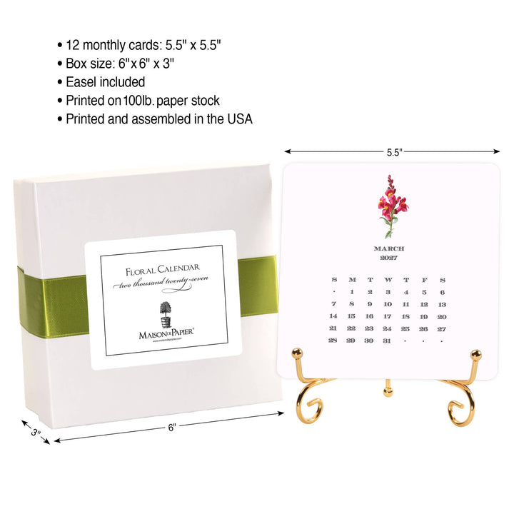 2027 Floral Calendar with Easel