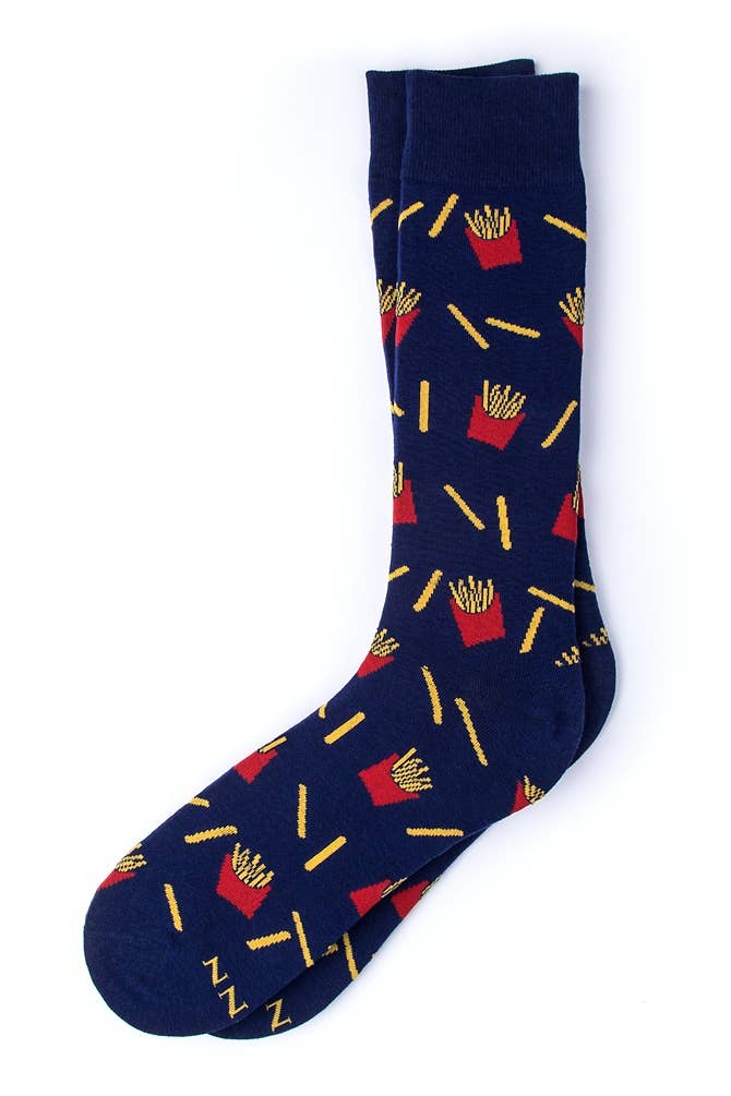 Lookin So Fry Sock - Navy Blue Carded Cotton