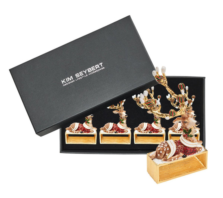 Blitzen Napkin Rings, Set of 4 in Gift Box