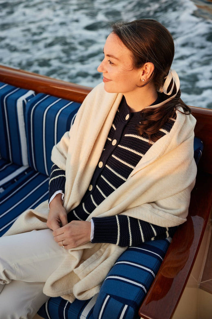 Bayside Herringbone Shawl - Shell