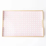 Pink Cane Rectangular Tray