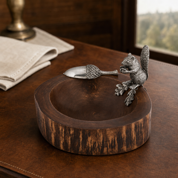 Standing Squirrel Nut Bowl & Scoop