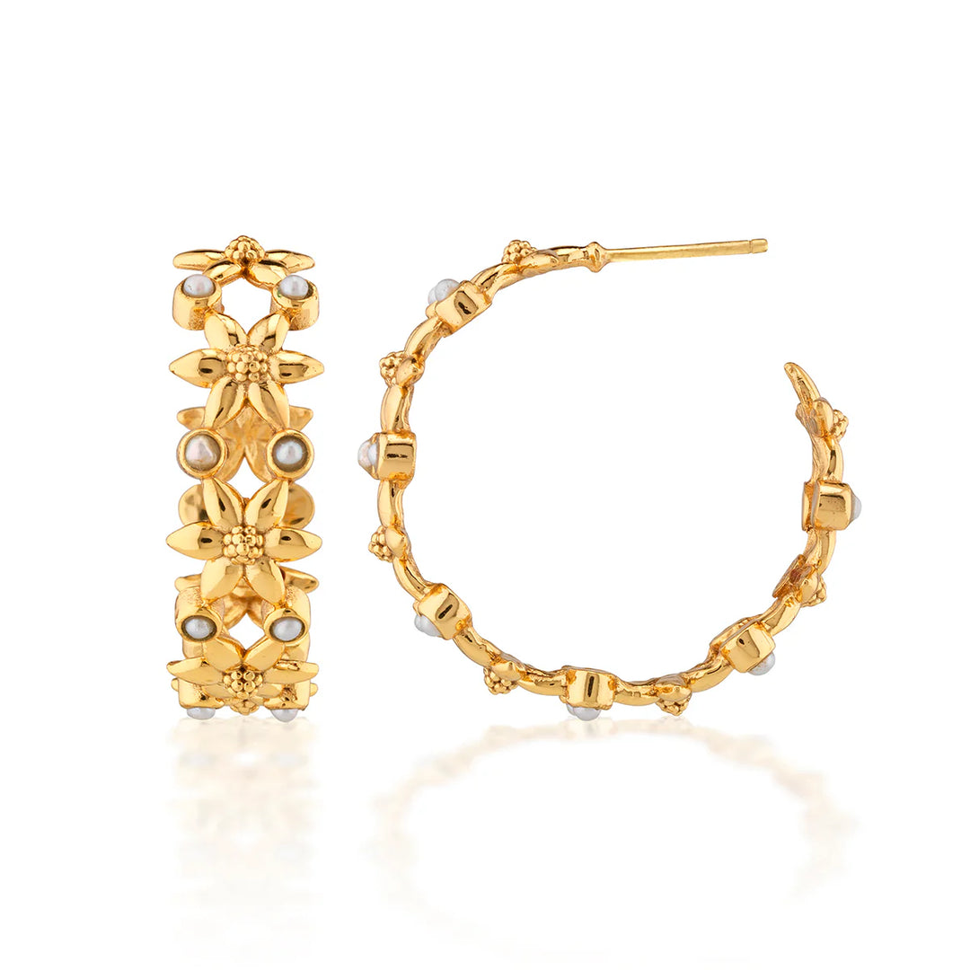 Jasmine Hoop Earrings - Pearl