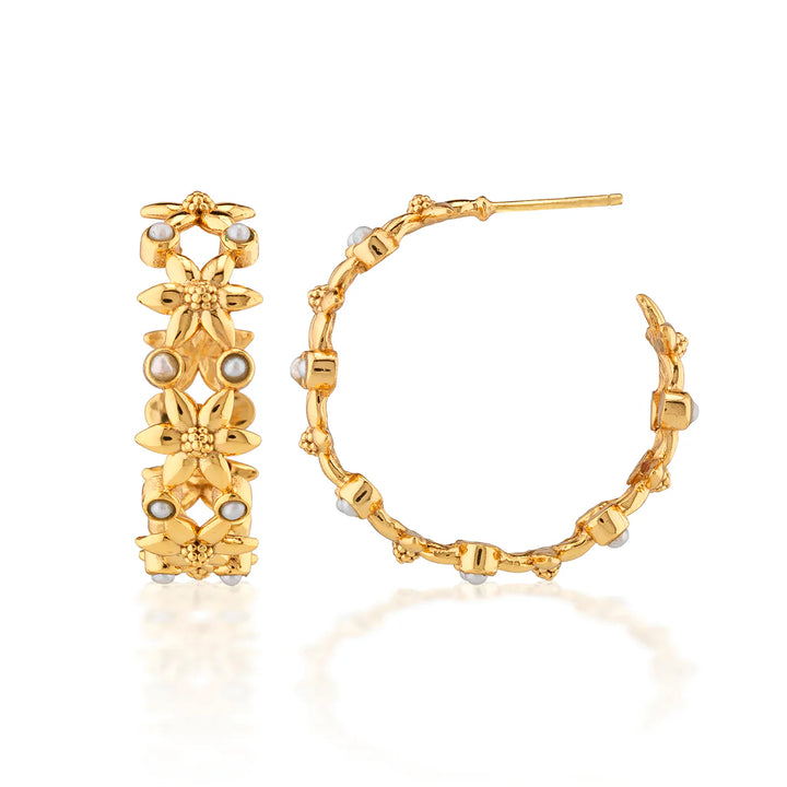 Jasmine Hoop Earrings - Pearl