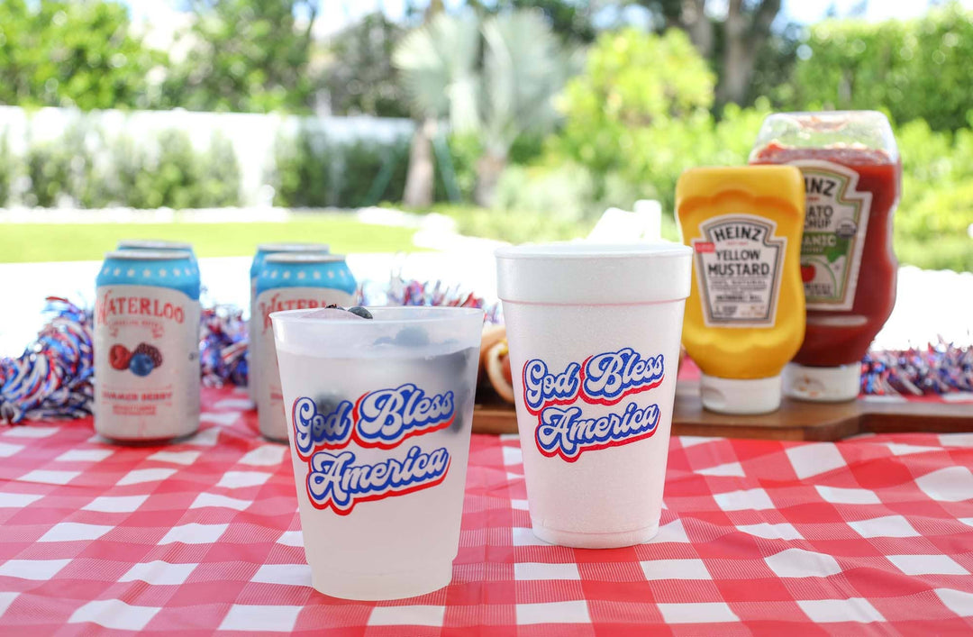 God Bless America Script Foam Cup 10 Pack