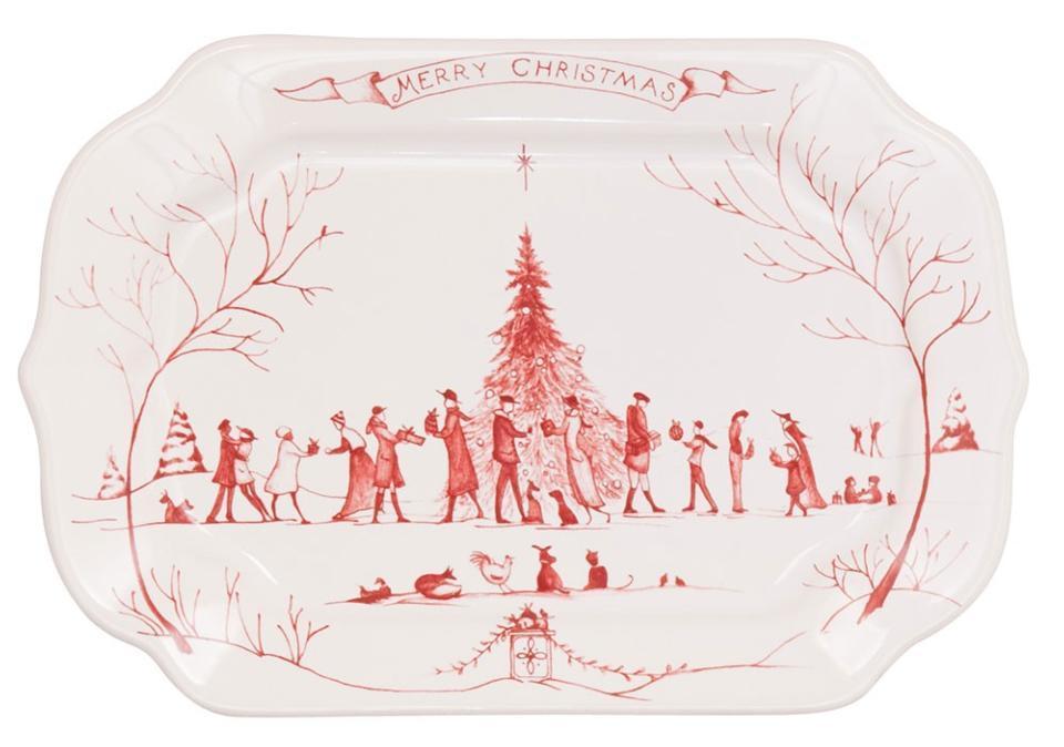 Country Estate Winter Frolic Ruby Gift Tray "Merry Christmas"
