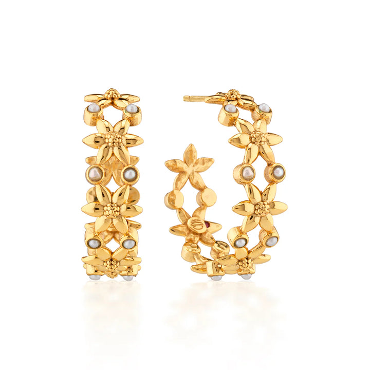Jasmine Hoop Earrings - Pearl