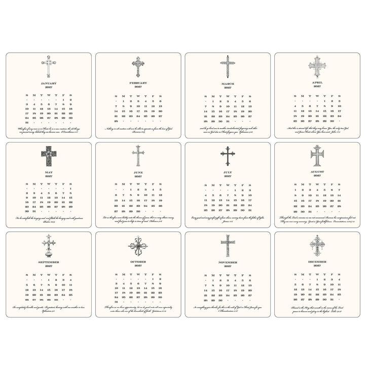 2027 Cross Calendar with Easel