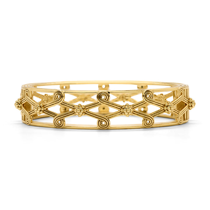 Monique Lattice Hinged Bangle - Gold