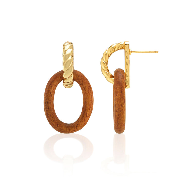 Earth Goddess Link Drop Earrings - Teak