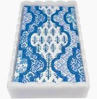 Provençal Cotton Blue White Scalloped Acrylic Guest Towel Box Set
