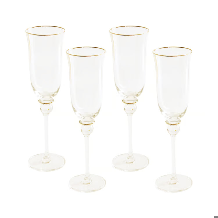 Lucite Flute w/Gold Rim Set of 4