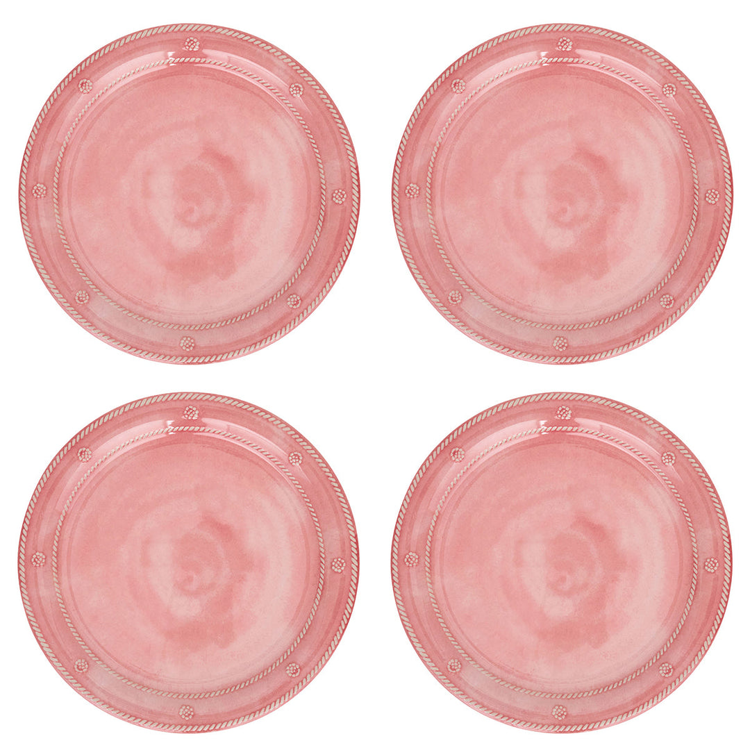 Berry & Thread Melamine Dessert/Salad Plate Set/4 - Coral