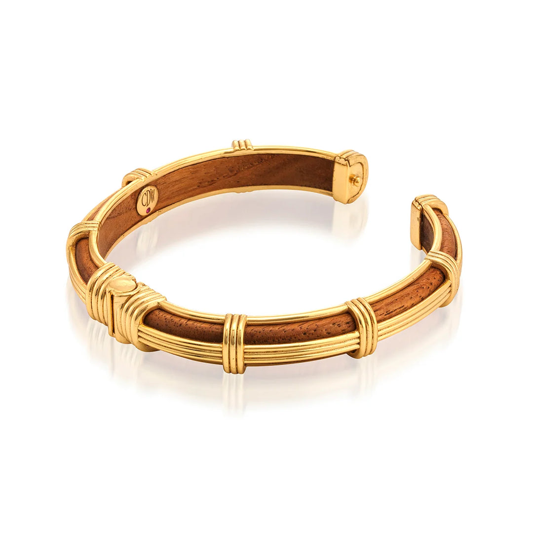 Teak Gaia Petite Hinged Bangle S/M