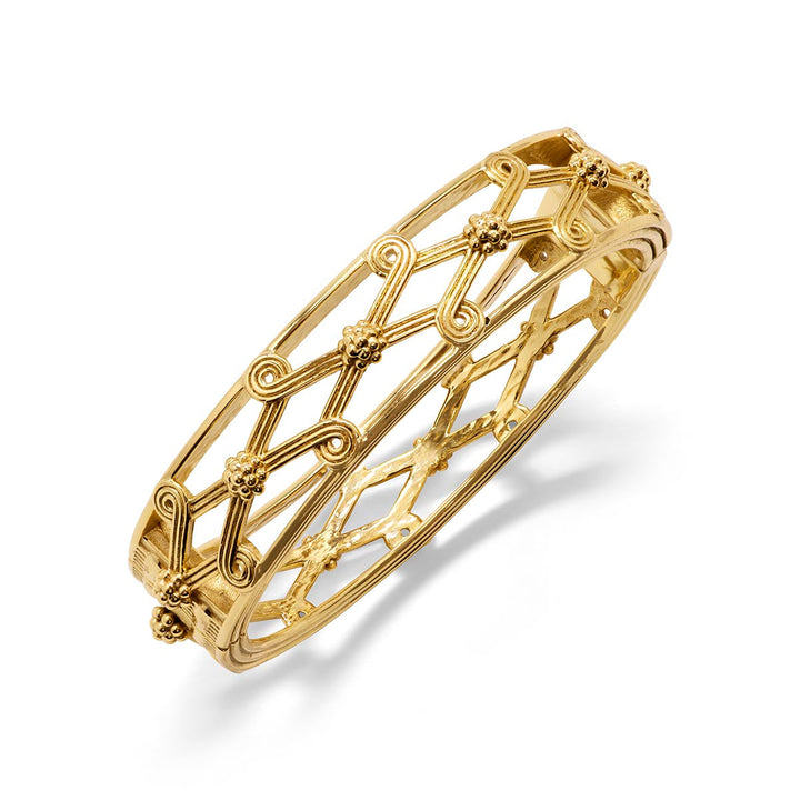 Monique Lattice Hinged Bangle - Gold