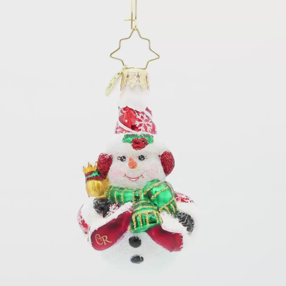 Swept Up Snowman Gem Ornament