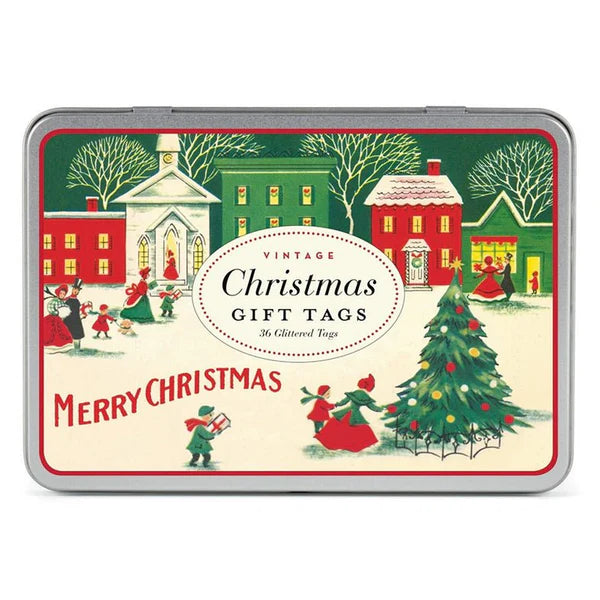 Cavallini Vintage Glitter Christmas Gift Tags (Village)