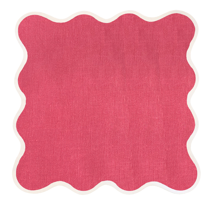 Linen Scalloped Square Placemat Set/12