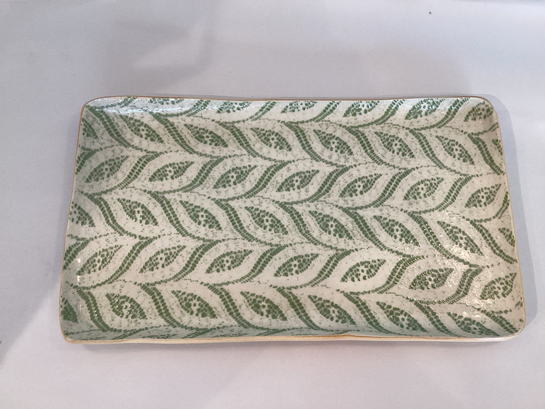 Large Stacking Rectangle Platter Paisley Patten in Citrus