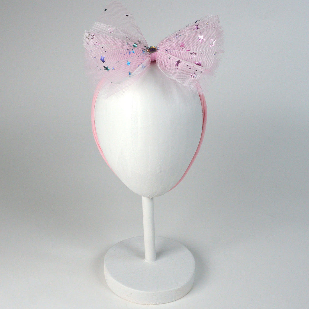 Pink Tutu Headband  with Rainbow Dots