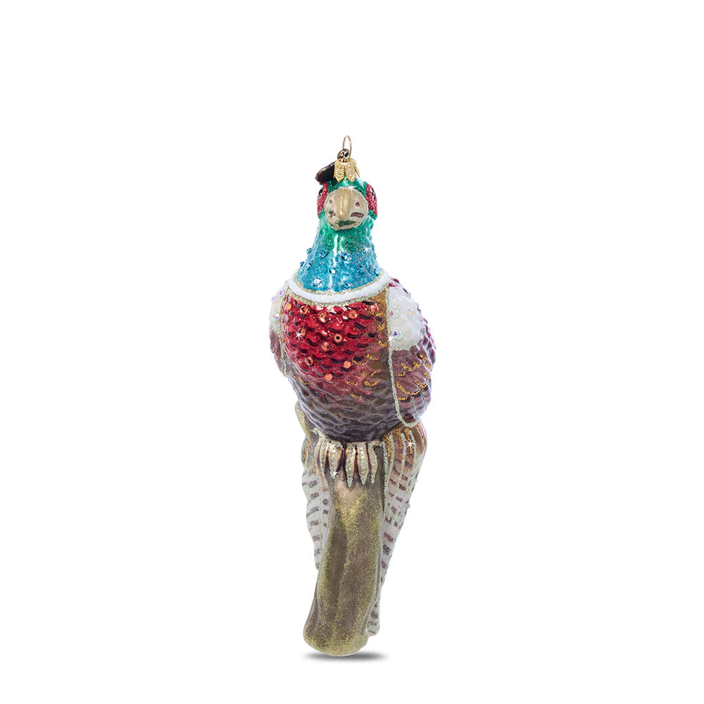 Jay Strongwater Pheasant Glass Ornament